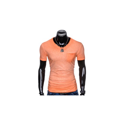 T-shirt męski bez nadruku S674 - pomarańczowy
