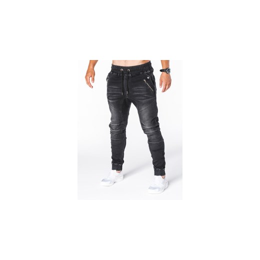 Spodnie męskie jeansowe joggery P404 - czarne