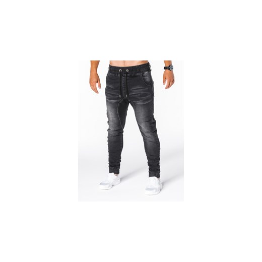 Spodnie męskie jeansowe joggery P407 - czarne
