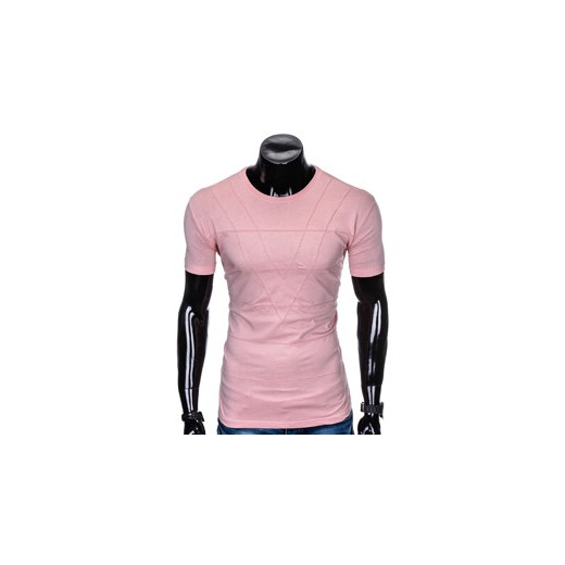 T-shirt męski bez nadruku S962 - pudrowy róż