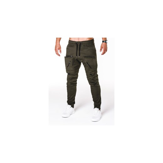 Spodnie męskie joggery P705 - khaki