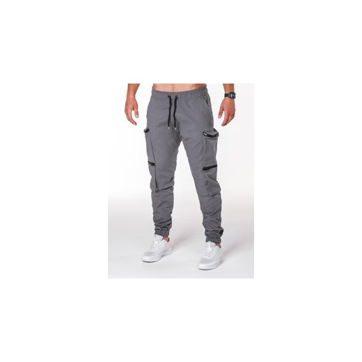 Spodnie męskie joggery P706 - szare