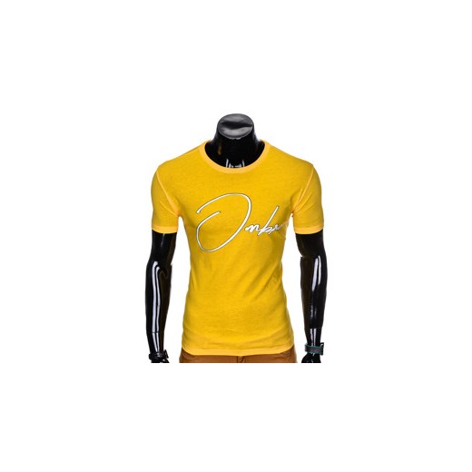 T-shirt męski z nadrukiem S989 - żółty