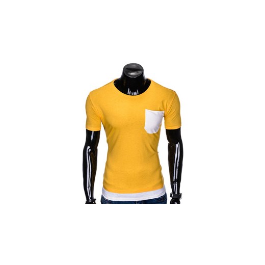 T-shirt męski bez nadruku S963 - żółty