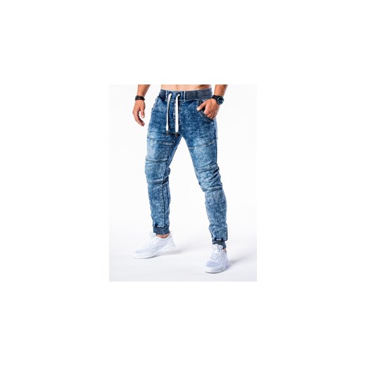 Spodnie męskie jeansowe joggery P551 - jasnoniebieskie