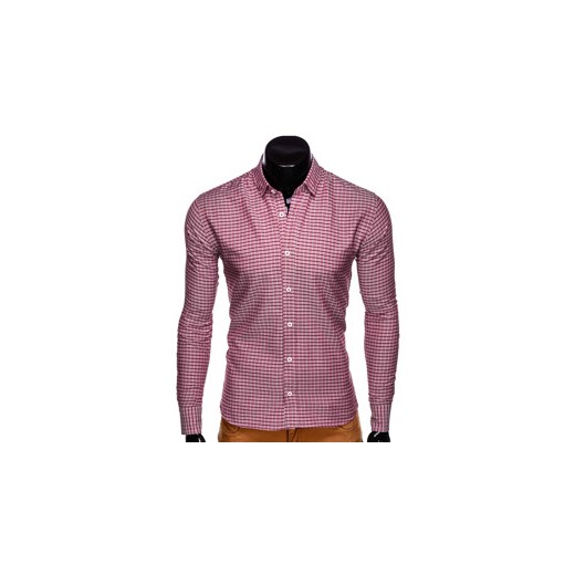 Koszula męska różowa Ombre Clothing z poliestru casual z długim rękawem 