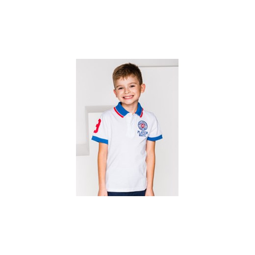 Koszulka dziecięca polo z nadrukiem KS007 - biała