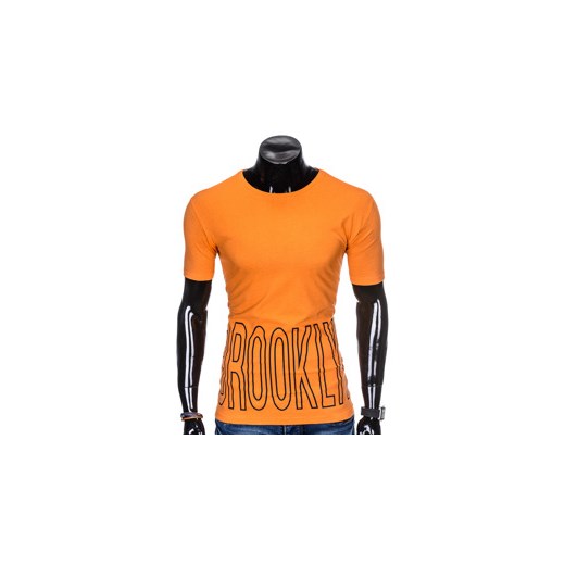 T-shirt męski z nadrukiem S978 - pomarańczowy