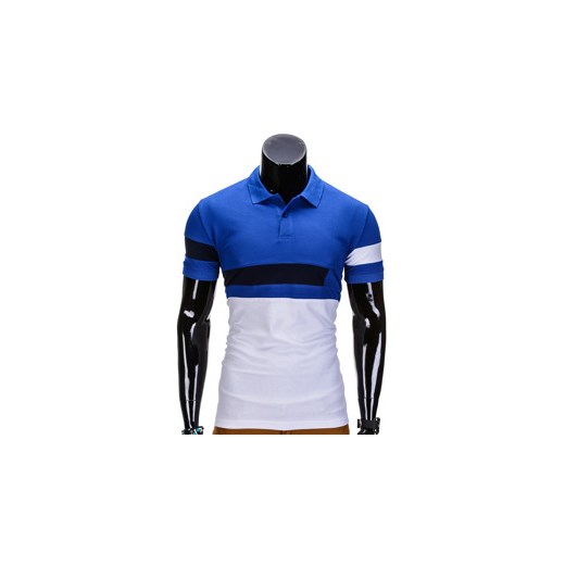 Koszulka męska polo bez nadruku S846 - niebieska