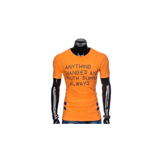 T-shirt męski z nadrukiem S986 - pomarańczowy