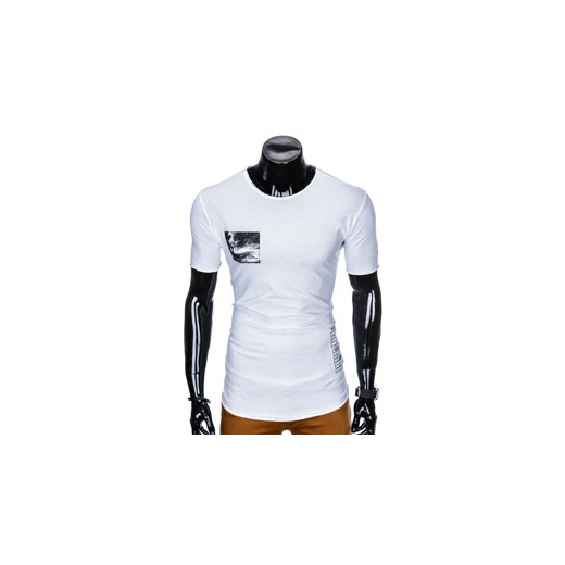 T-shirt męski z nadrukiem S983 - biały