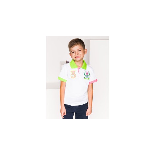 Koszulka dziecięca polo z nadrukiem KS023 - biała