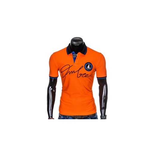 Koszulka męska polo z nadrukiem S909 - pomarańczowa