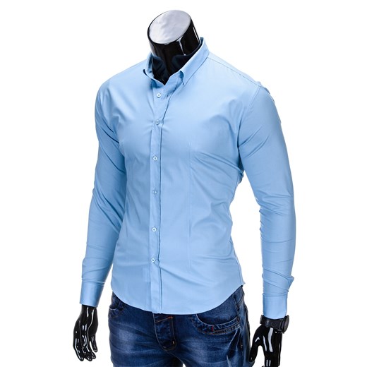 Koszula męska elegancka z długim rękawem K219 - błękitna