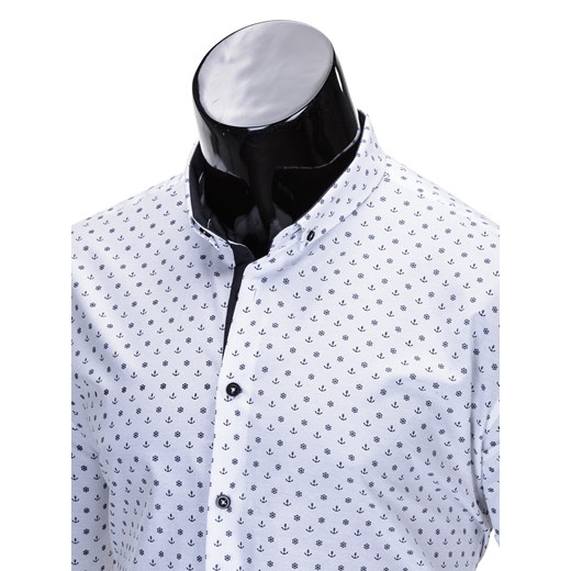 Koszula męska w drobny wzór REGULAR FIT K314 - biała