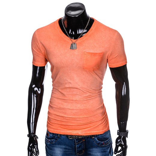 T-shirt męski bez nadruku S674 - pomarańczowy