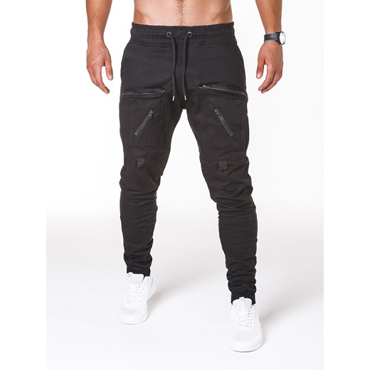 Spodnie męskie joggery P705 - czarne