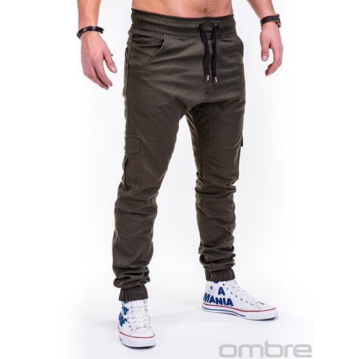 Spodnie męskie joggery P333 - zielone