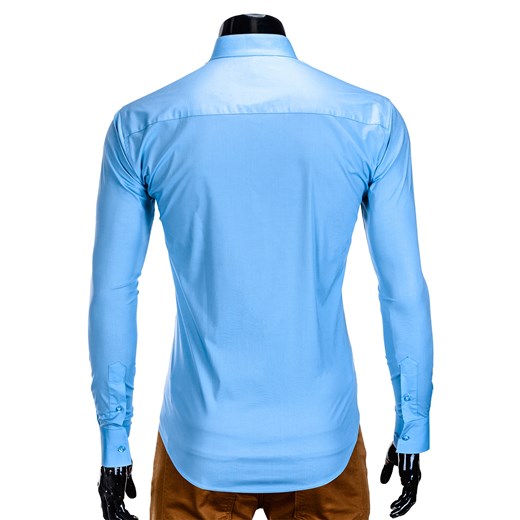 Koszula męska elegancka z długim rękawem BASIC - błękitna K307