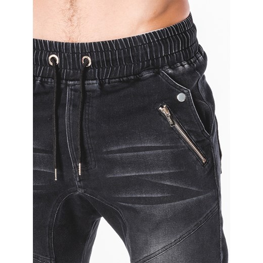 Spodnie męskie jeansowe joggery P404 - czarne
