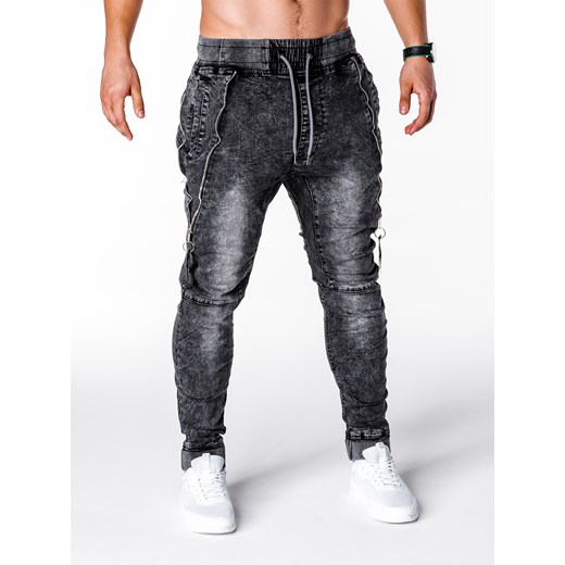 Spodnie męskie jeansowe joggery P647 - czarne