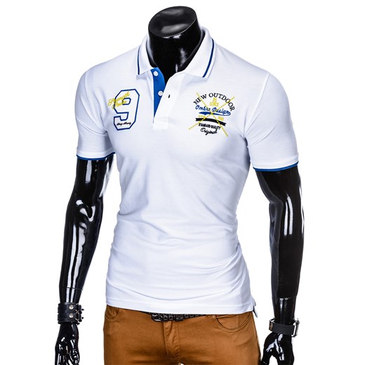 Koszulka męska polo z nadrukiem S908 - biała