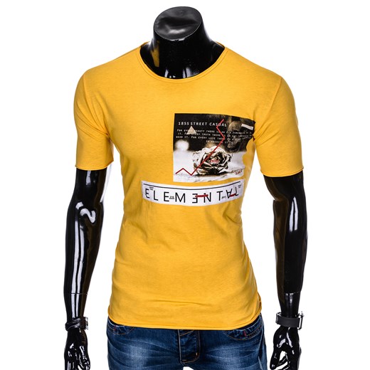 T-shirt męski z nadrukiem S985 - żółty