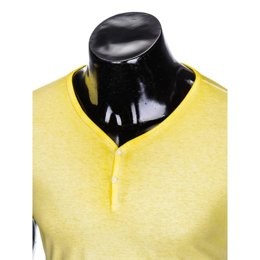 T-shirt męski bez nadruku - żółty S894