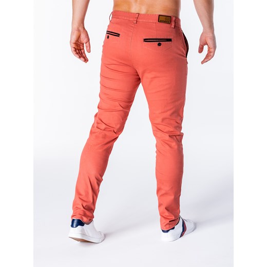 Spodnie męskie chino P646 - pomarańczowe