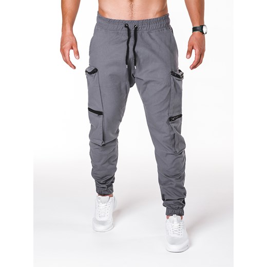 Spodnie męskie joggery P706 - szare