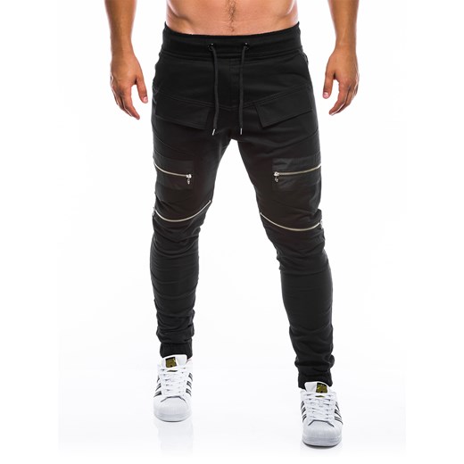 Spodnie męskie joggery P708 - czarne