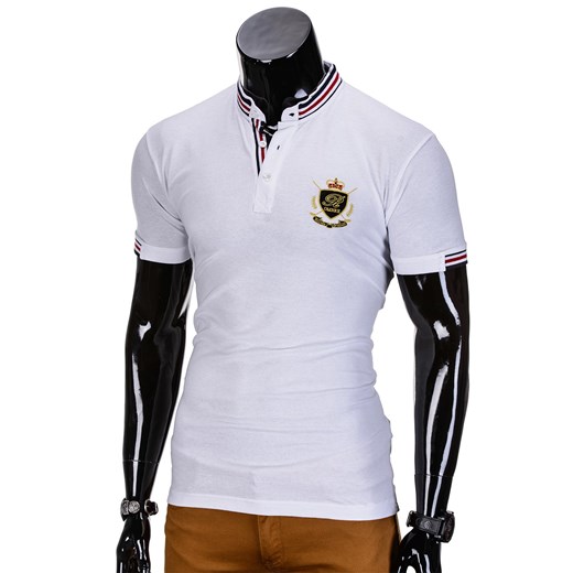 Koszulka męska polo z nadrukiem S849 - biała