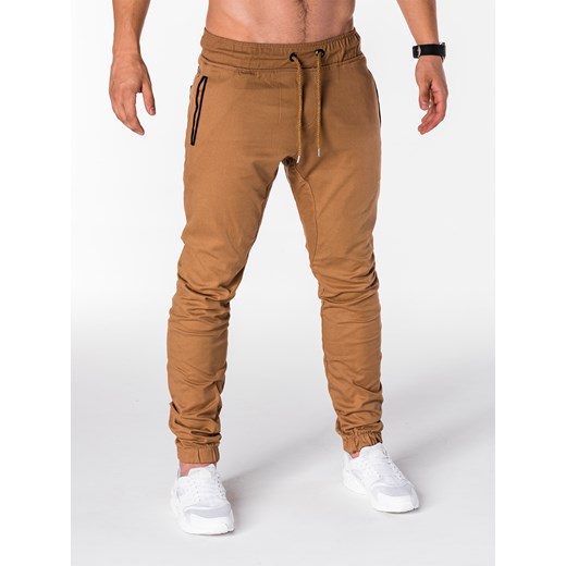 Spodnie męskie joggery P713 - rude
