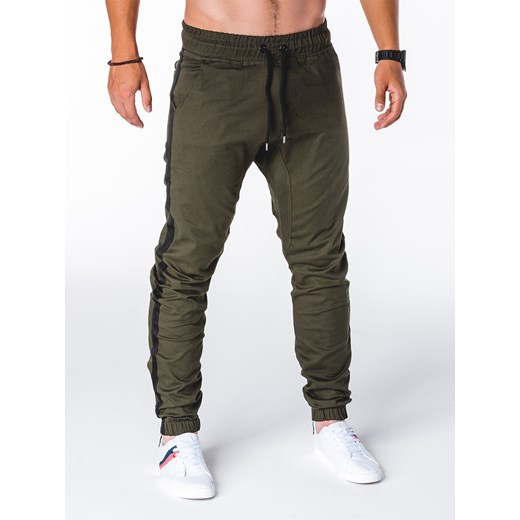 Spodnie męskie joggery P670 - khaki