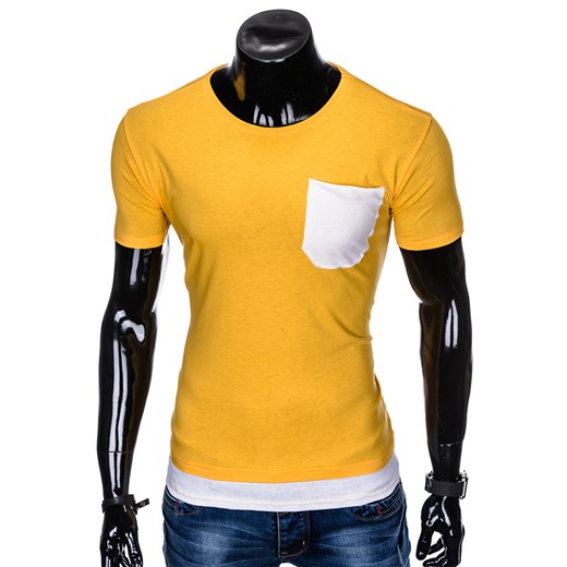 T-shirt męski bez nadruku S963 - żółty