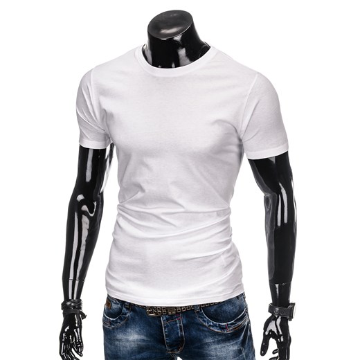 T-shirt męski bez nadruku S884 - biały