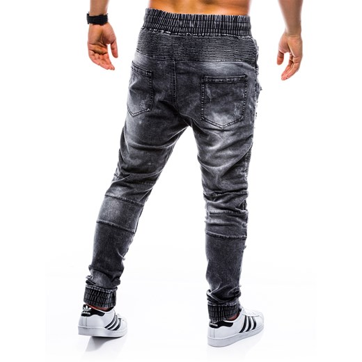 Spodnie męskie joggery P675 - czarne