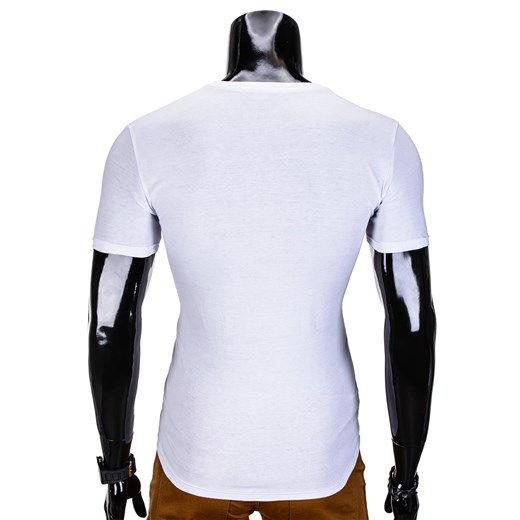 T-shirt męski z nadrukiem - biały S613