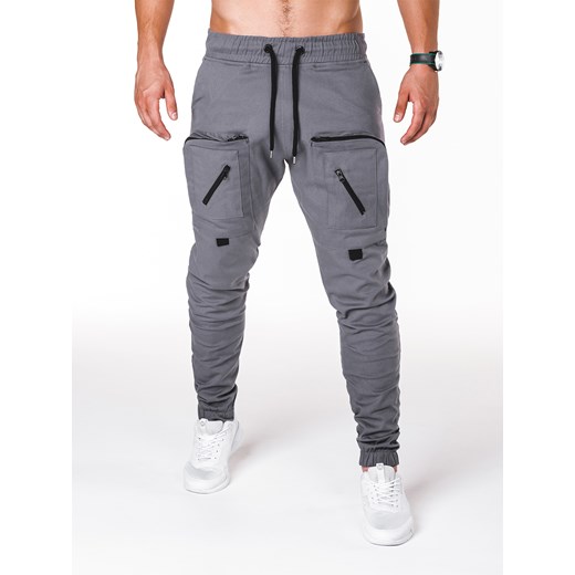 Spodnie męskie joggery P705 - szare