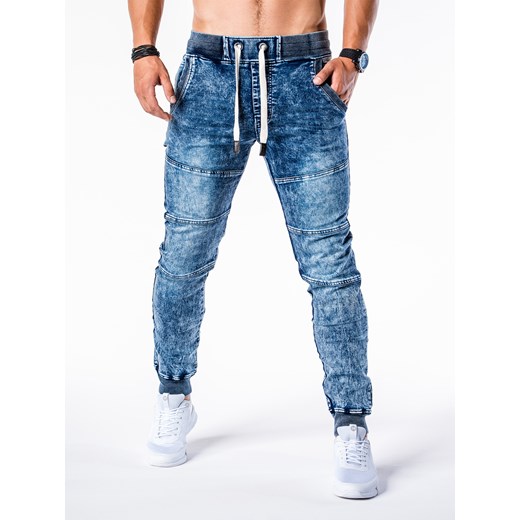Spodnie męskie jeansowe joggery P551 - jasnoniebieskie