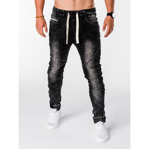 Spodnie męskie jeansowe joggery P174 - czarne