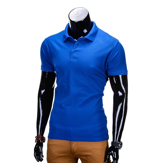 Koszulka męska polo bez nadruku S715 - niebieska