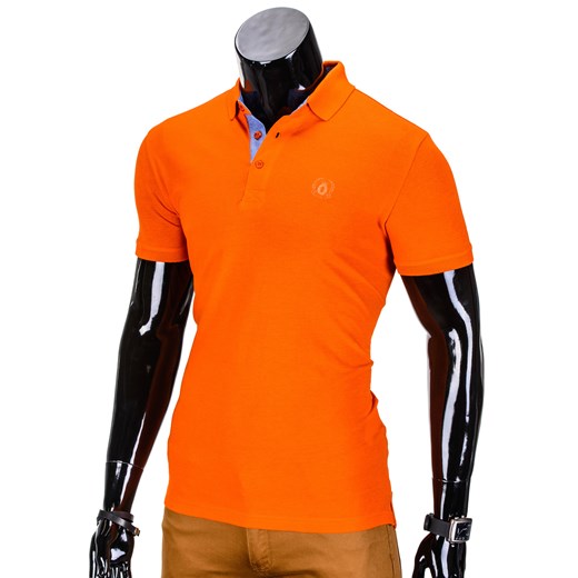 Koszulka męska polo bez nadruku S837 - pomarańczowa