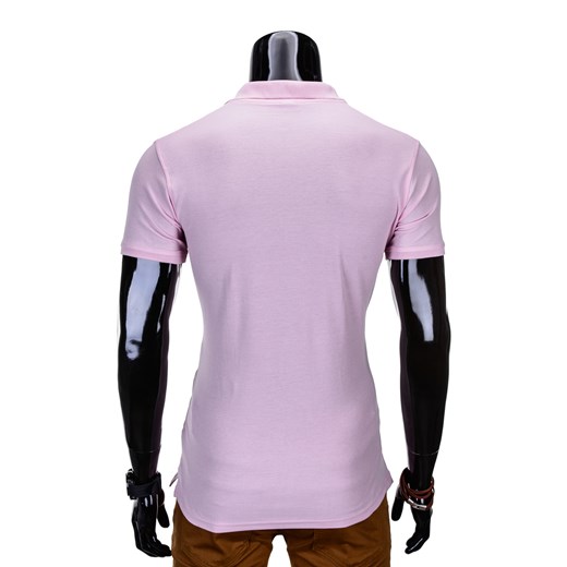 Koszulka męska polo bez nadruku S715 - jasnoróżowa