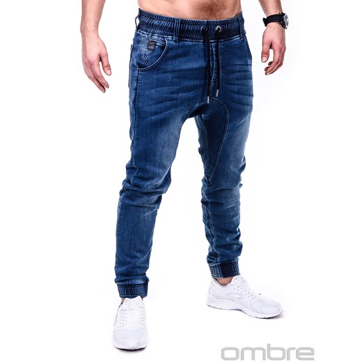 Spodnie męskie jeansowe joggery P407 - granatowe
