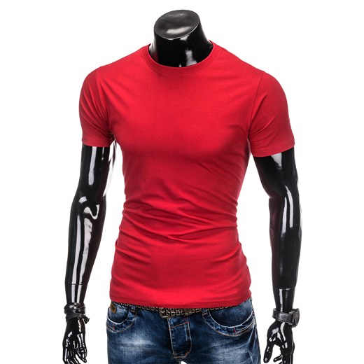 T-shirt męski bez nadruku S884 - czerwony