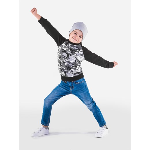 Bluza dziecięca bez kaptura KB003 - moro/czarna