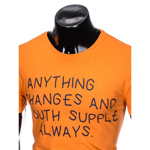 T-shirt męski z nadrukiem S986 - pomarańczowy