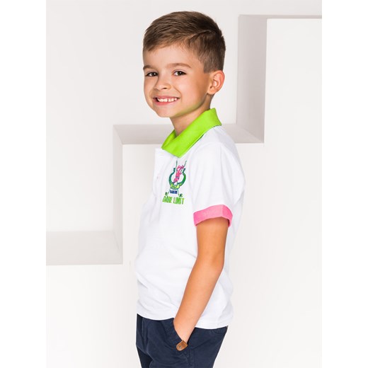 Koszulka dziecięca polo z nadrukiem KS023 - biała