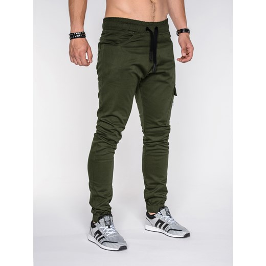 Spodnie męskie joggery P391 - zielone